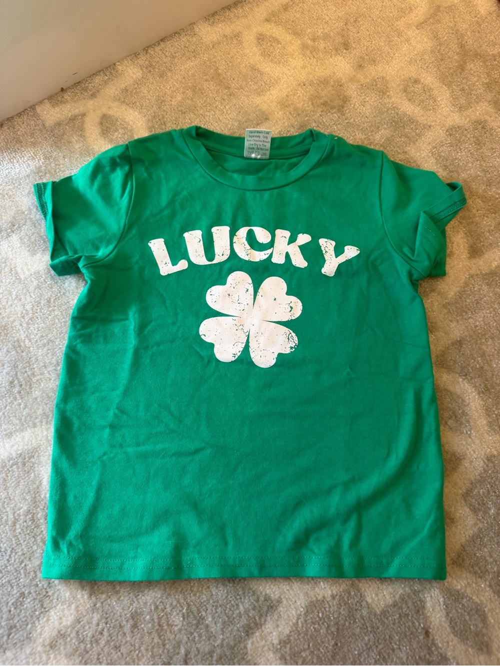 Lucky Green Kids Tee with White Clover Graphic